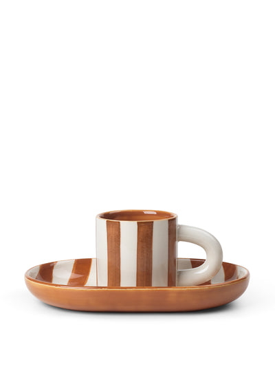 Ferm Living Brown and white mug snack set at Collagerie