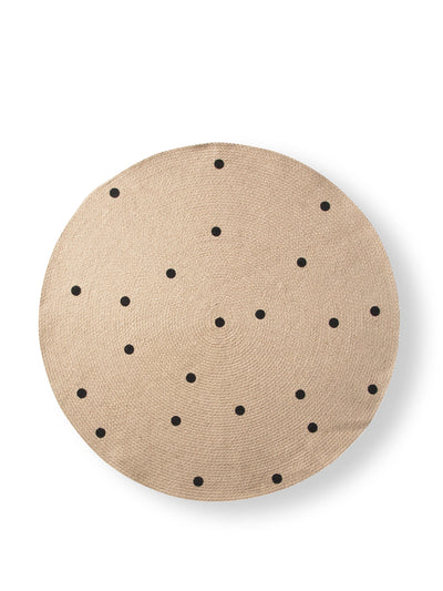 Ferm Living Beige and black small polka dot round carpet at Collagerie