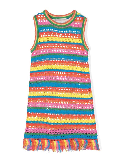 Stella McCartney Kids Multicolour striped crochet dress at Collagerie