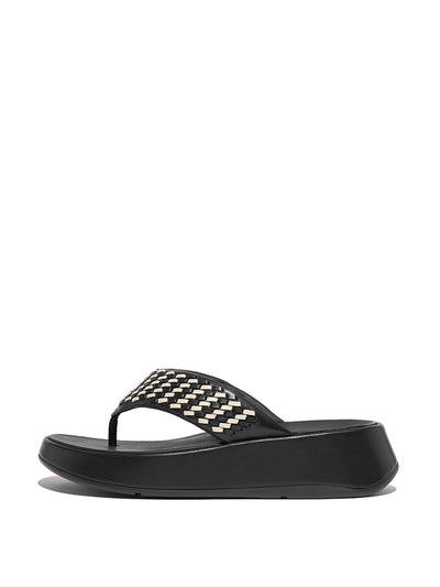 Fitflop Two-tone woven-leather flatform toe-post sandals at Collagerie