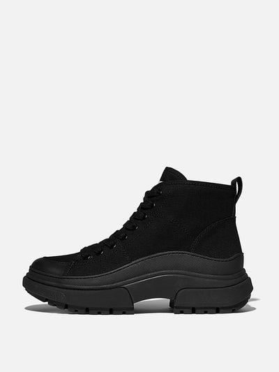 Fitflop Wylder canvas lace-up boots in black at Collagerie