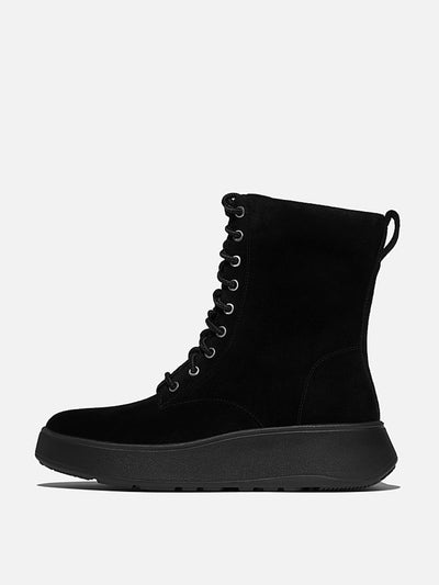 Fitflop F-mode suede lace-up flatform ankle boots at Collagerie