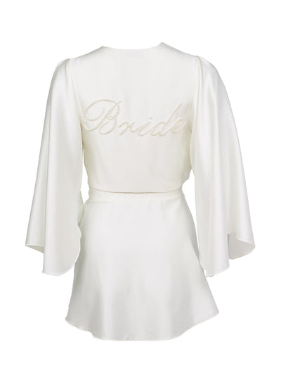 Fleur du Mal Bride embroidered angel sleeve robe at Collagerie