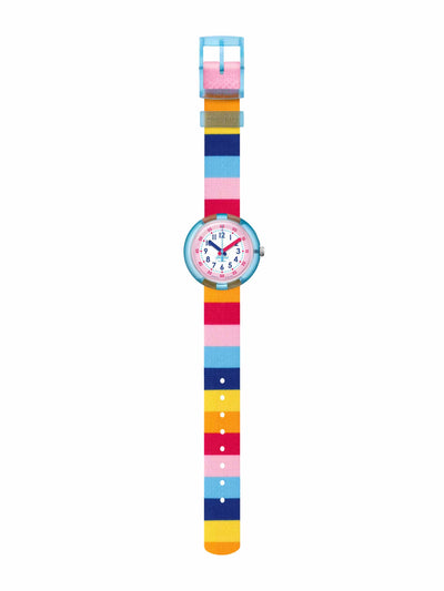 Flikflak Stripy Pink educational kids' watch at Collagerie