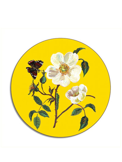 Avenida Home Nathalie lété bourbon rose yellow round placemat at Collagerie