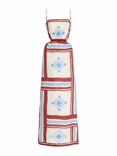 Johanna Ortiz Ivory Kay Pacha tie-back printed linen dress at Collagerie