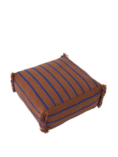 OYOY Living Design Brown and navy stripe pouf at Collagerie