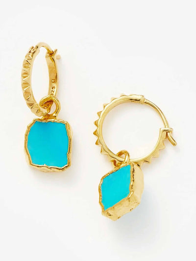 Missoma Turquoise pyramid charm hoop earrings at Collagerie