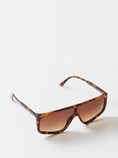 Free People Bayview wide shield brown sunglasses at Collagerie