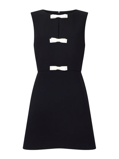 French Connection Azra twill contrast satin bow mini dress at Collagerie