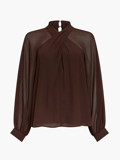 French Connection Eden georgette long sleeve wrap blouse at Collagerie
