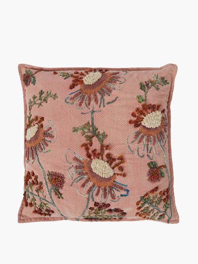 French Connection Embroidered pink cushion at Collagerie