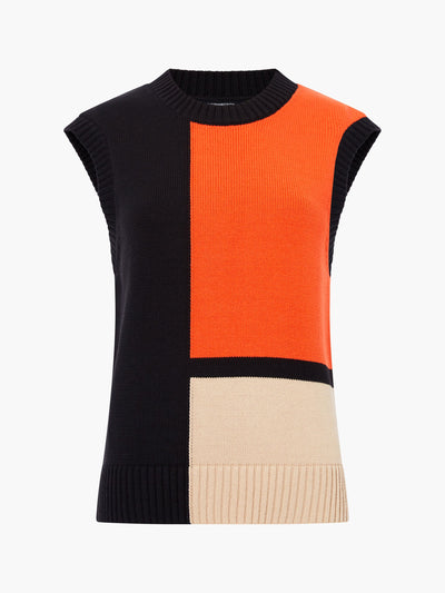 French Connection Varli colour blocking knit vest at Collagerie