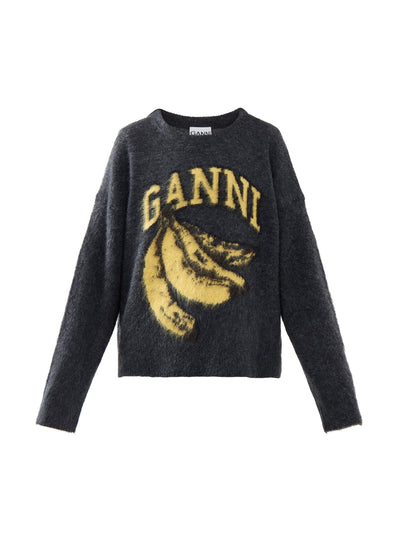 Ganni Fine brushed alpaca banana oversized o-neck at Collagerie