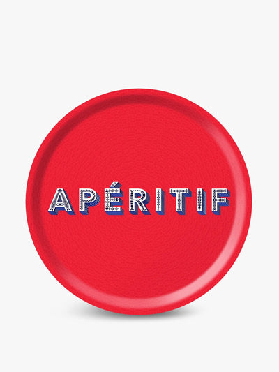 Jamida Red apéritif circular tray at Collagerie