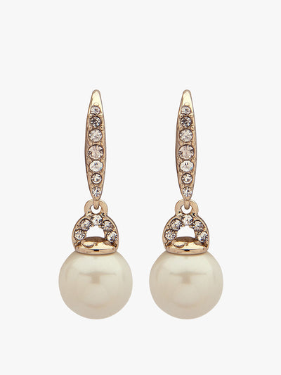 Ralph Lauren Gold tone crystal drop pearl earrings at Collagerie