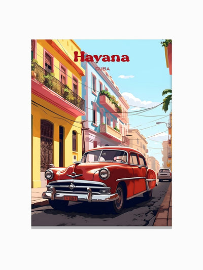 Wanderscape Travel Art Havana Cuba Cuban Souvenir Travel Illustration Canvas print at Collagerie