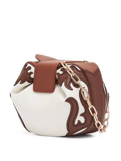 Gabriela Hearst Soft demi western clutch with chain in ivory multi nappa leather at Collagerie