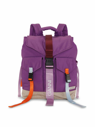 Ganni Purple tech backpack at Collagerie