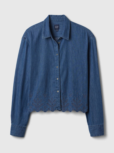 Gap Eyelet cropped denim shirt at Collagerie