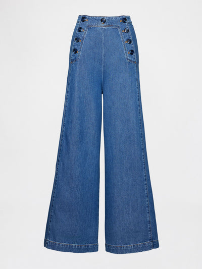 Gap Blue sky high denim sailor jeans at Collagerie