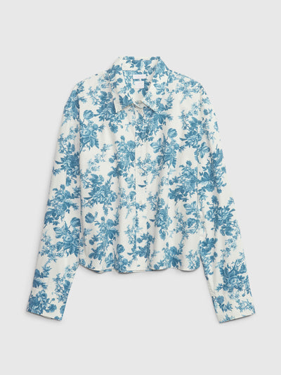 Gap x Loveshackfancy Blue floral cropped shirt at Collagerie