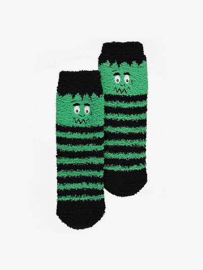 George Halloween stripe Frankenstein cosy socks at Collagerie
