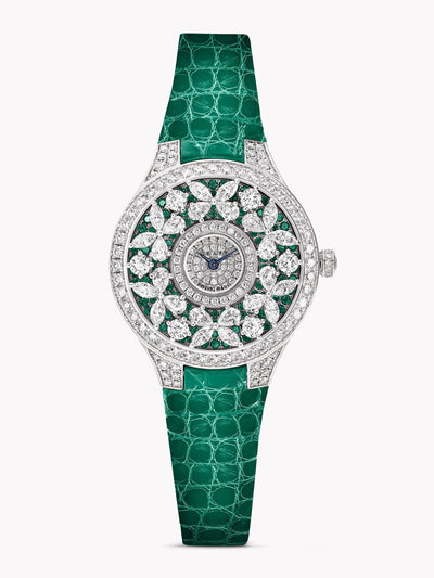 Graff Classic butterfly diamond and emerald watch at Collagerie