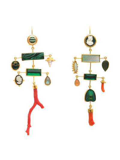 Grainne Morton Multilayer balance coral drop earrings at Collagerie