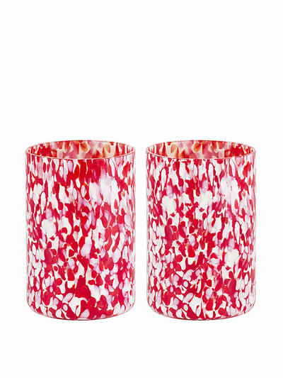 Stories Of Italy Red and ivory Murano glass tumblers (set of 2) at Collagerie