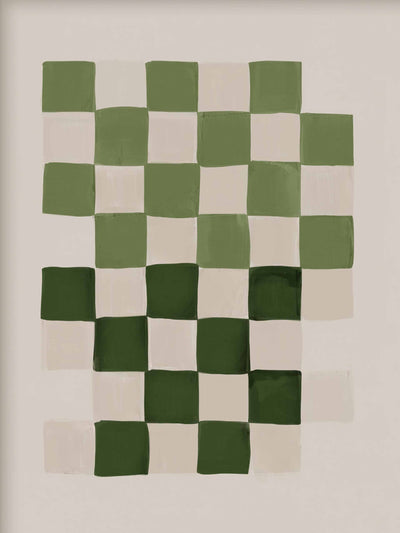 Green Lili Chequered earth art print at Collagerie