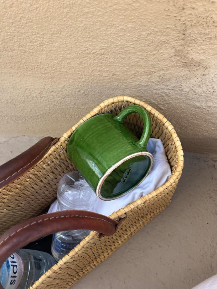 Large green glazed mug