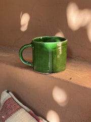 Large green glazed mug