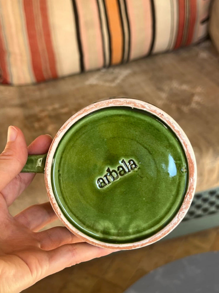 Large green glazed mug