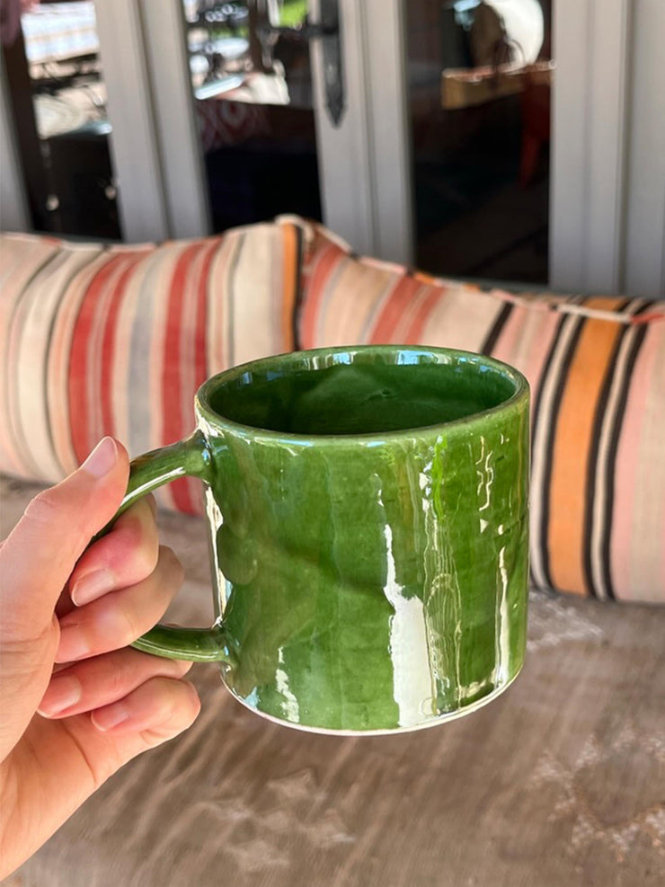 Large green glazed mug