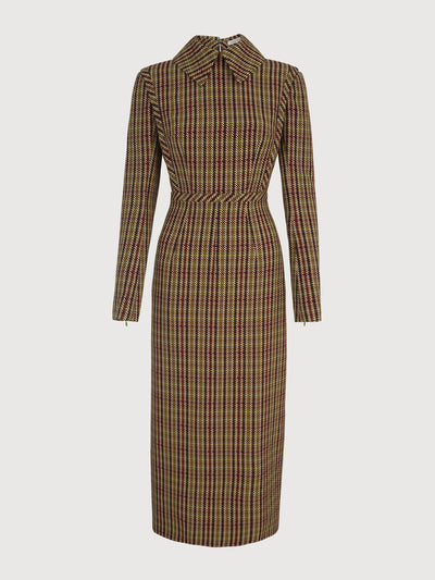 Emilia Wickstead Miley Mulit-Coloured Houndstooth Crepe Georgette Dress at Collagerie
