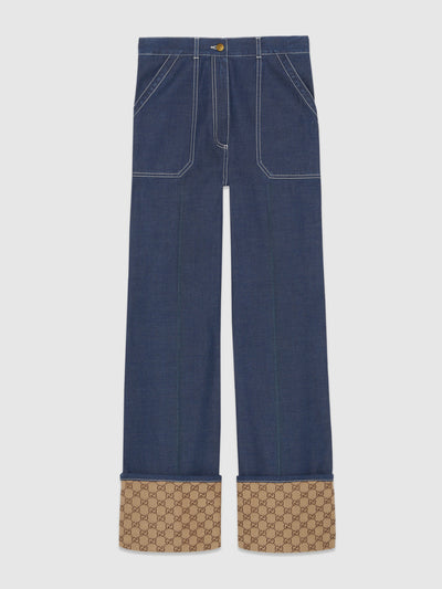 Gucci Denim trousers with gg cuff at Collagerie