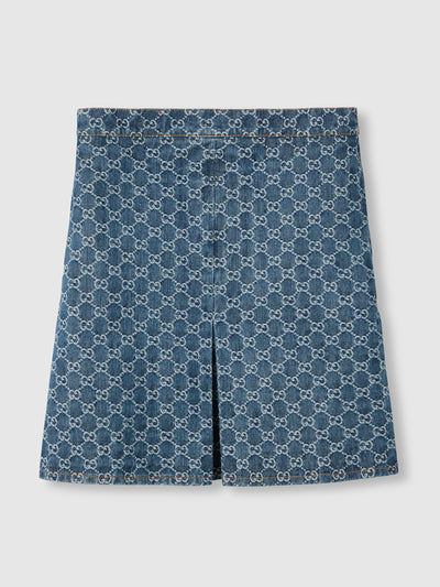 Gucci GG denim jacquard flared skirt at Collagerie