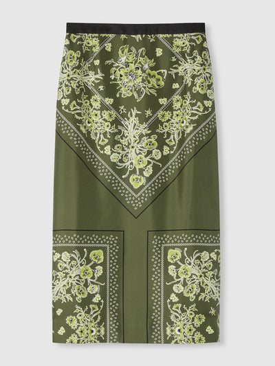 Gucci Printed silk twill skirt at Collagerie