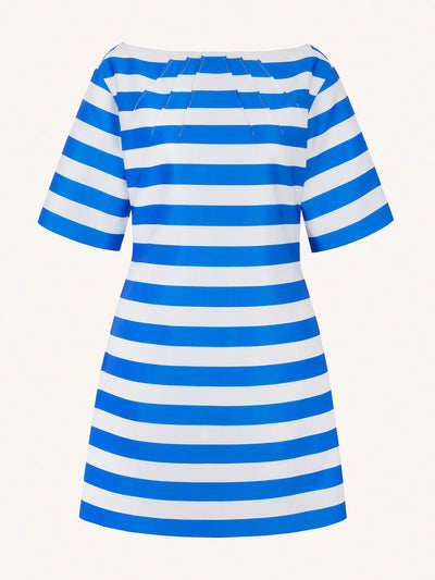 Emilia Wickstead Guinevere dress in blue stripe twill at Collagerie