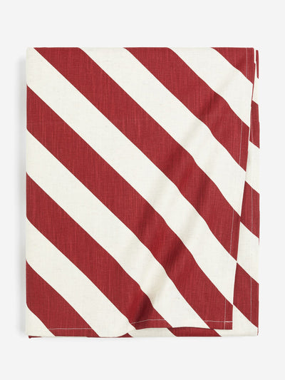 H&M Home Red striped linen-blend tablecloth at Collagerie