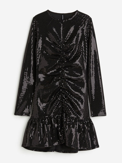 H&M Sequined gathered dress at Collagerie