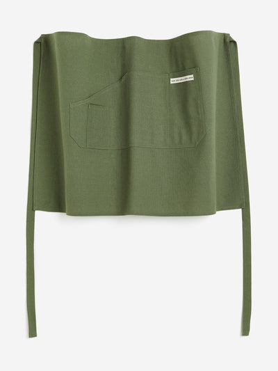 H&M Home Khaki green cotton half apron at Collagerie