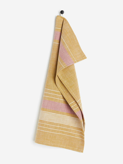 H&M Home Cotton tea towel in beige and pink stripe at Collagerie