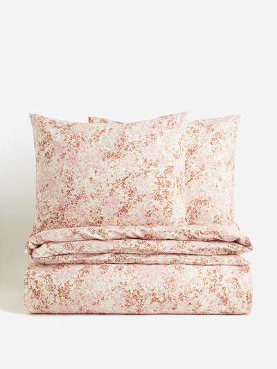 H&M Home Beige floral patterned duvet cover set at Collagerie