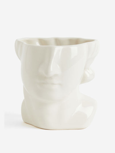 H&M Home White stoneware plant pot at Collagerie