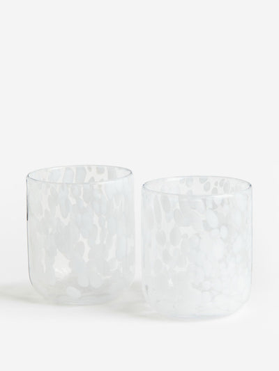 H&M Home White patterned tumblers (set of 2) at Collagerie