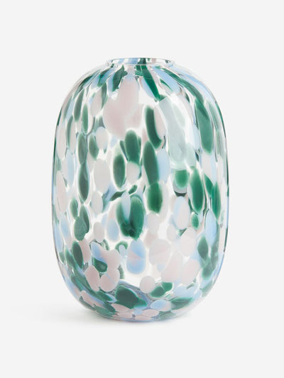 H&M Home Patterned large glass vase at Collagerie