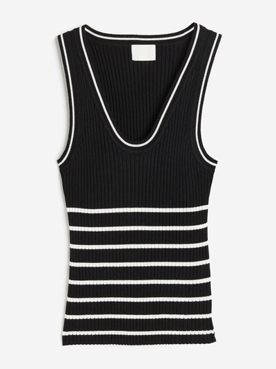 H&M Black and white rib knitted vest top at Collagerie