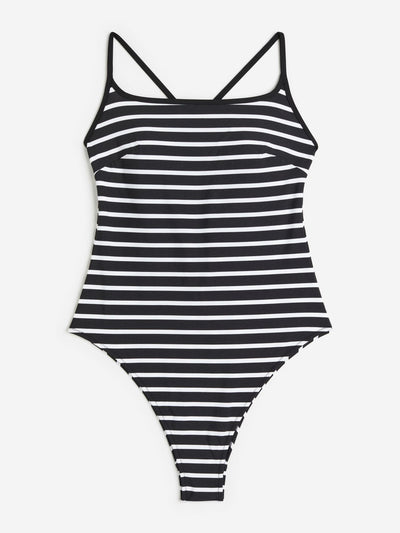 H&M Striped high-leg swimsuit at Collagerie